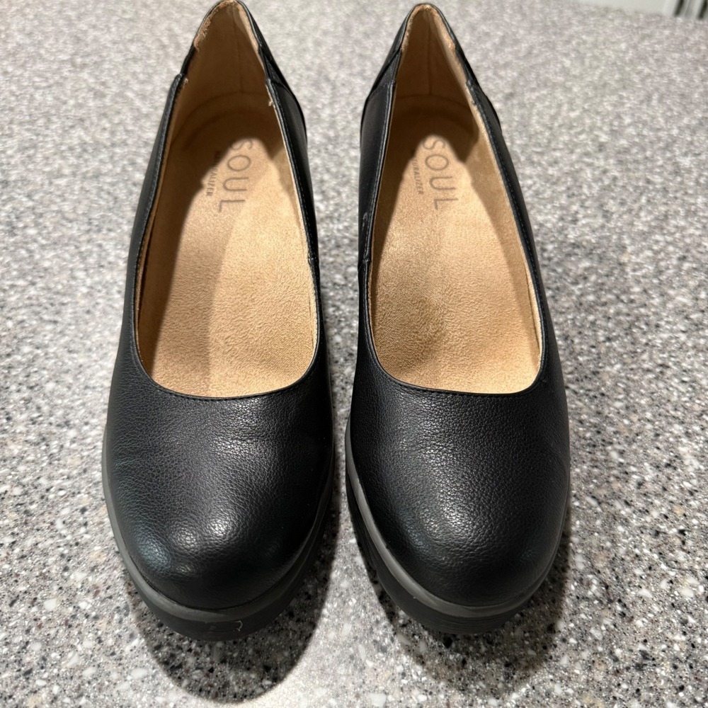 Soul Naturalizer About-Time Black Wedge Pumps Womens 8.5M Platform Slip On Shoes
